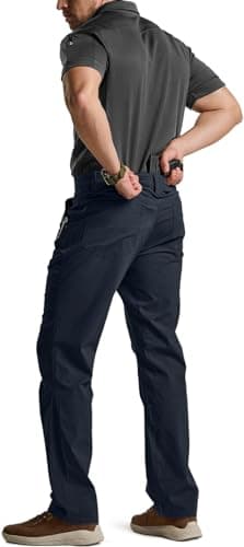 CQR Men's Vent Stretch Pants, Quick Dry Lightweight Casual Cargo Pants, Water Resistant Straight-Fit Utility Work Pants, Sedona Urban Pants Operator Navy, 34W x 32L - Image 3