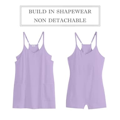 Prinbara Women Athletic Tennis Dress Summer Workout Sports Mini Romper Dress Built in Shapewear Shorts Sundress 2025 Outfits Lilac X-Small - Image 6