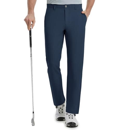 Rouen Mens Golf Pants Lightweight Dry Fit Mens Casual Pants Classic Fit Stretch Dress Pants for Men Travel Business Navy - Image 1