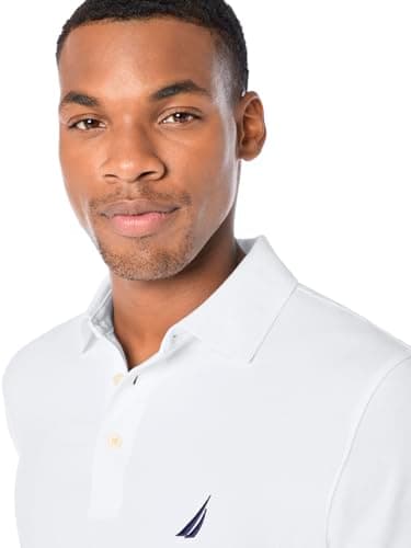 Nautica mens Short Sleeve Solid Stretch Cotton Pique Polo Shirt, Bright White, Small US - Image 3