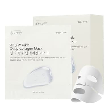 Collagen Hydrogel AntiWrinkle Deep Face Mask 15 EA Ultimate Hydration, Improves Skin Texture, Affordable Luxury, Glowing Skin, Reduces Fine Lines & Wrinkles, Made in Korea OHMYPURE (15, Deep Collagen) - Image 1