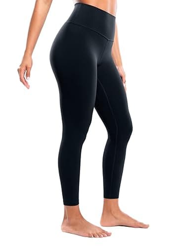 ENERBLOOM Workout Leggings for Women Yoga Pants 7/8 High Waisted Athletic Tights Silky Feeling Soft 25" Gym Activewear Lounge Black Small - Image 1