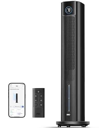 Dreo Evaporative Air Swamp Cooler, 43" Cooling Fans that Blow Cold Air 2025 Upgraded, 85° Oscillating Floor Fan for Bedroom, Easy Cleaning, APP Control, Ice Packs, 4 Speeds & 4 Modes, 12H Timer, Black - Image 1