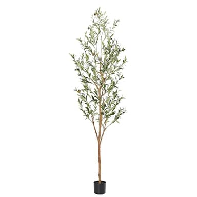 Bellacat Faux Olive Tree 7ft，Olive Trees Artificial Indoor with Natural Wood Trunk and Realistic Leaves and Fruits. 7 Feet(84in) Fake Olive Tree for Home House Office Décor. - Image 1