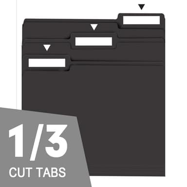 File Folder, RAZCC 150 Pack 1/3 Cut Tab File Folders Letter Size, Black Folders for Dcouments, Folders with Tab Great for Organizing and Easy File Storage - Image 3