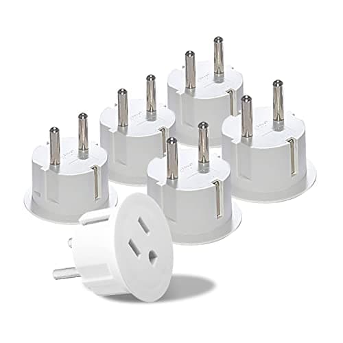 OREI American USA To European Plug Adapter – Type E/F Schuko Plug Adapter - Use in Germany, France, & More - CE Certified – For Mobile, Laptop & Camera Chargers - 6 Pack - Image 1