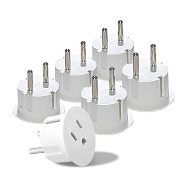OREI American USA To European Plug Adapter – Type E/F Schuko Plug Adapter - Use in Germany, France, & More - CE Certified – For Mobile, Laptop & Camera Chargers - 6 Pack - Image 1