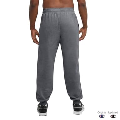 Champion Men's Fleece Joggers, Sweatpants, Standard Fit, Midweight, Script, Available in Regular and Big, Granite Heather-C Patch Logo, Large Tall - Image 2