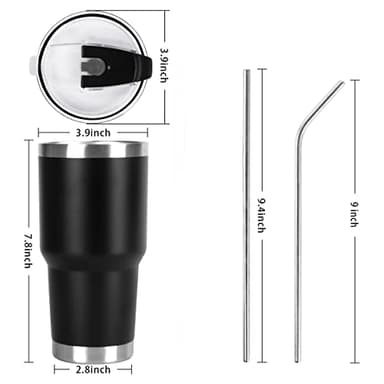 SYACOT 30oz Tumbler Double Wall Stainless Steel Vacuum Insulated Travel Mug with Splash-Proof Lid Metal Straw and Brush (Mixed Color-30oz) - Image 2