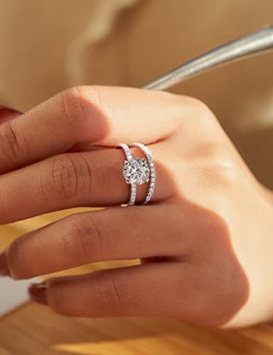 IMOLOVE Moissanite Engagement Ring for Women, Moissanite Wedding band for Women, 2CTMoissanite Promise Rings-70B - Image 5