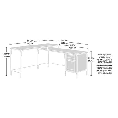 Sauder Coral Cape Corner Desk, Spacious Desktop and File Drawer, L Shaped Office Desk - Sindoori Mango Finish - Image 3