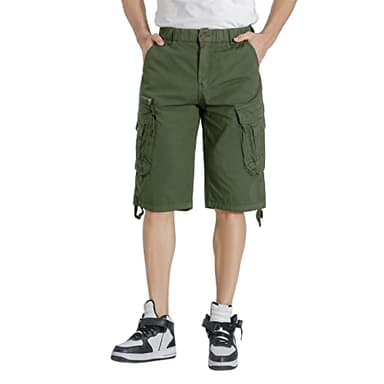 DGWZ Mens Cargo Shorts Elastic Waist Multi Pocket Hiking Outdoor Camo Stretch Cotton - Image 3