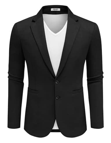 COOFANDY Men's Casual Knit Blazer Suit Jacket Stretch Sport Coats Regular Fit Black - Image 6