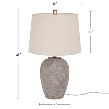 Nourison Home 23" Rustic Brown (Gray Undertones) Ceramic Pot Table Lamp for Bedroom, Living Room, Dining Office, Beige Shade, Set of 2 - Image 5