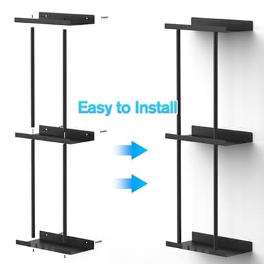 Towel Rack for Bathroom, Wall Mounted Vertical Rolled Towel Storage Organizer Holder with Shelf, Holds Up 6 Large Bath Sheets, Black Large Size - Image 4
