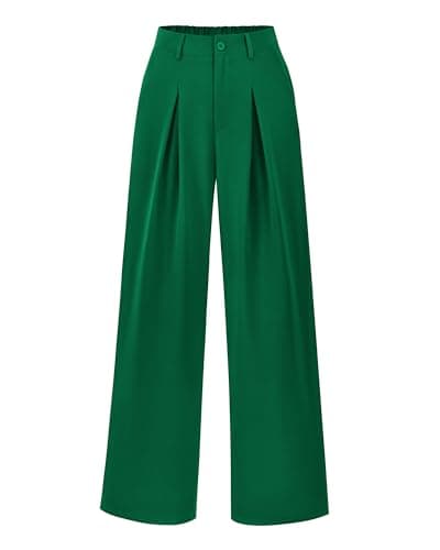 BTFBM Women High Waist Palazzo Pants Fall 2025 Casual Wide Leg Trousers Loose Work Office Business Suit Pant Pockets(Green, Medium) - Image 1