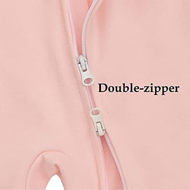 Aablexema Baby Footie Pajama with Mitten Cuffs, Double Zipper Infant Cotton clothes Sleeper Pjs, Footed Sleep Play(Ivory & Grey & Pink,0-3 Months) - Image 6