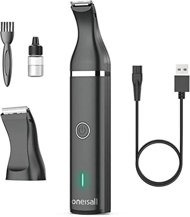 oneisall Dog Clippers with Double Blades,Cordless Small Pet Hair Grooming Trimmer,Low Noise for Trimming Dog's Hair Around Paws, Eyes, Ears, Face, Rump (Black) - Image 1
