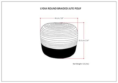 SIMPLIHOME Lydia Boho Round Pouf in Navy, Natural Braided Jute for the Living Room, Bedroom and Kids Room - Image 3