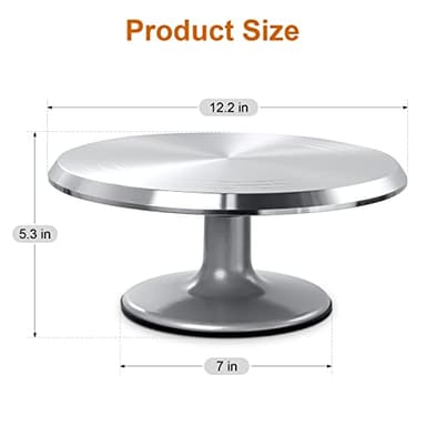 12'' Cake Stand, Cake Spinner Cake Decorating Supplies, Round Decorating Turntable Revolving Aluminum Table Holder Baking Display Tray Plate Tools Accessories for Birthday Wedding Party - Image 2