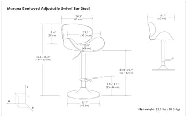 SIMPLIHOME Marana Adjustable Swivel Bar Stool - 33 inch Seat Height Upholstered Metal Chair in Black Vegan Faux Leather, Mid Century Seating for Kitchen or Bar with Curved Bentwood Back - Image 12