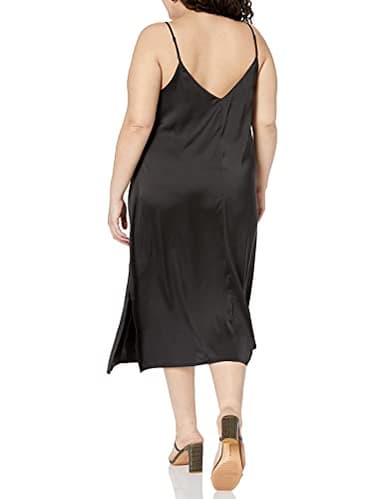 The Drop Women's Ana Silky V-Neck Midi Slip Dress Dress, -Black, L - Image 6