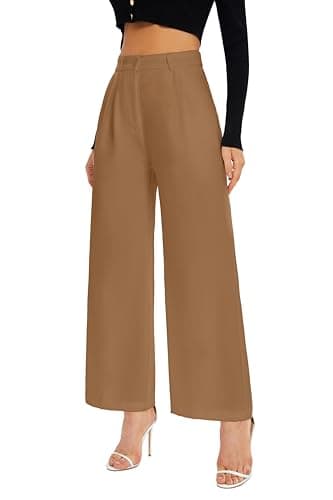 FUNYYZO Women's Wide Leg Pants High Elastic Waisted in The Back Business Work Trousers Long Straight Suit Pants - Image 5