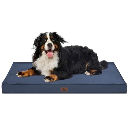 Tail Stories Outdoor XXL Dog Bed Waterproof, Dog Bed for Extra Large Dogs, Orthopedic Egg Foam Pet Bed with Washable and Removable Oxford Cooling Cover, Navy - Image 1