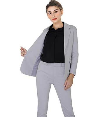 Marycrafts Women’s Two Piece Suits – Business Blazer Pant Suit Set for Work, Professional Outfit, Office Wear, Formal Business Attire 8 Silver - Image 5