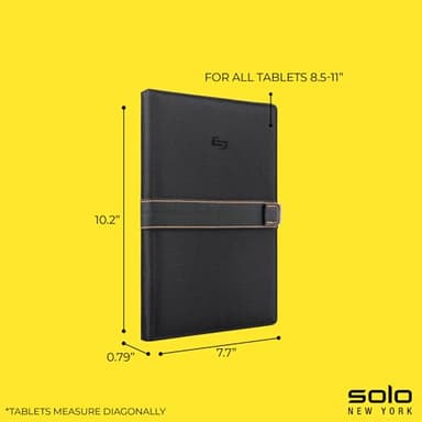 Solo New York Universal Tablet Case - Fits 8.5"-11" Tablets, Compatible with iPad 11th Generation, iPad Air M3, iPad Pro M4, Fire HD 10, & More, Magnetic Strap Closure - Metro, Black - Image 3