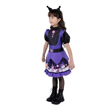 Jazwares Costume Play Hello Kitty and Friends Kuromi Official Youth Halloween Dress - Premium Quality Printed Dress with Headband (S) - Image 6