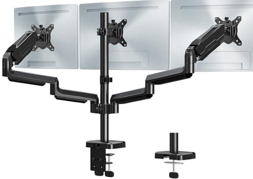 MOUNT PRO Triple Monitor Mount, 3 Monitor Desk Mount for Three Screens up to 32 Inch, Full Motion Gas Spring Heavy Duty Arm Hold up to 19.8lbs Each, Black - Image 1