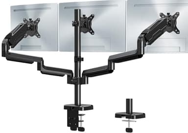 MOUNT PRO Triple Monitor Mount, 3 Monitor Desk Mount for Three Screens up to 32 Inch, Full Motion Gas Spring Heavy Duty Arm Hold up to 19.8lbs Each, Black - Image 1