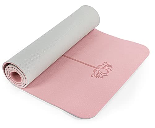 Non Slip, Pilates Fitness Mats, Eco Friendly, Anti-Tear 1/4" Thick Yoga Mats for Women, Exercise Mats for Home Workout with Carrying Sling (72"x24", Parfait Pink & Gray) - Image 1
