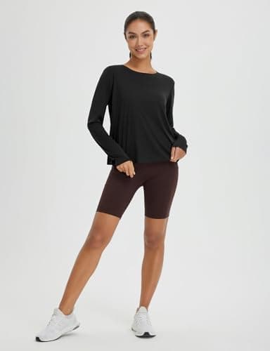 baleaf Women's Long Sleeve Workout Tops Athletic Shirts Split Back Running Gym Quick Dry Sun Protection UPF 50+ Black M - Image 6