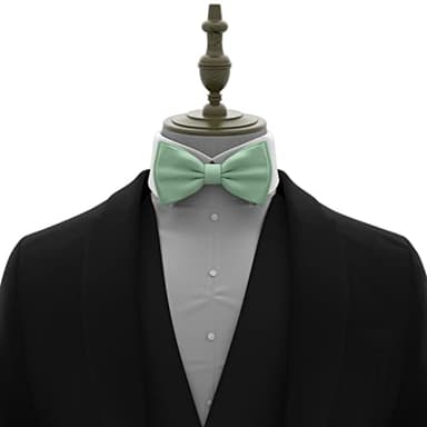 Adam Young Boy's Green Fern Bow Tie Pre-Tied Style Formal Satin Classic Bowtie for Tuxedo Faux Silk (Medium, Deep Sage) - Image 4
