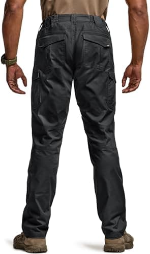 CQR Men's Flex Ripstop Tactical Pants, Water Resistant Stretch Cargo Pants, Lightweight EDC Hiking Work Pants, Breacher Black, 40W/34L - Image 2