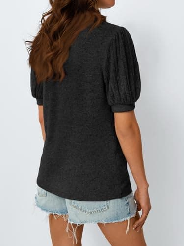 AUTOMET Womens Summer Tops Dressy Casual Blouses Business Short Sleeve Shirt 2025 Cute Trendy Sweater Black 2XL - Image 4