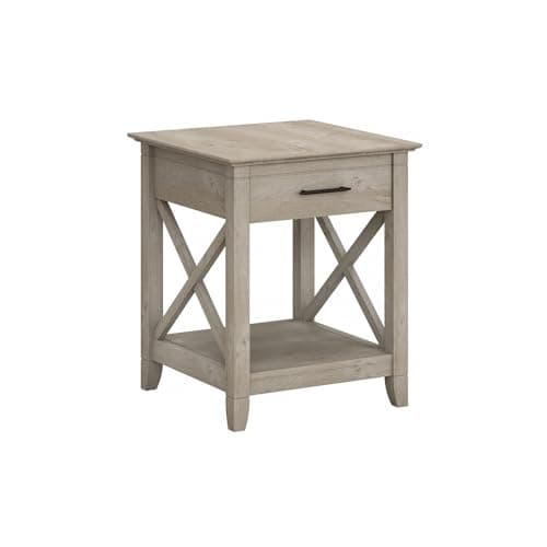Bush Home End Table with Drawer, Nightstand with Storage, Living Room and Bedroom Furniture, Key West Collection, Washed Gray - Image 1