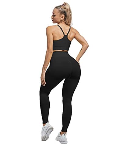 CHRLEISURE Workout Leggings Sets for Women, Gym Scrunch Butt Butt Lifting Seamless Leggings 3 Piece (3*Black, S) - Image 4