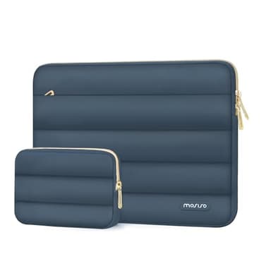 MOSISO 15-15.6 inch Laptop Case, 16 inch Puffy Laptop Sleeve Compatible with MacBook Pro 16, HP Dell ASUS Acer Toshiba Lenovo Notebook Computer, Polyester Horizontal Bag with Small Case, Haze Blue - Image 1