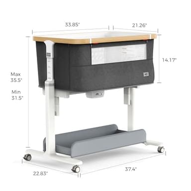 VaVaSoo Rocking Bassinet for Baby Electric Automatic Bedside Sleeper Rocks Itself 3 Motion Auto Rolling Newborn Cradle 5 Height Adjustable with Music, Wheels, Storage, Dark Grey - Image 5