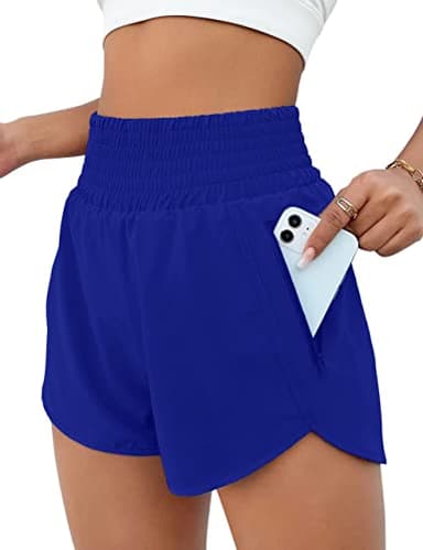 BMJL Women's Athletic Shorts High Waisted Running Short Pocket 2.5" Sporty Shorts Gym Elastic Workout Shorts(M,RoyalBlue) - Image 1
