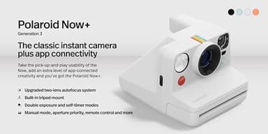 Polaroid Now+ 3rd Generation I-Type Instant Film Camera - Bluetooth Connected App Controlled - White - Camera Only No Film (9161) - Image 2