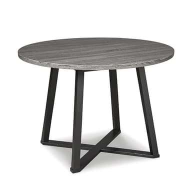 Signature Design by Ashley Centiar Mid Century Round Dining Room Table with Metal Legs, Gray & Black - Image 1
