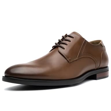 Mens Formal Oxford Dress Shoes, Lace Up Business Derby Shoes with Comfortable Lining Brown - Image 1