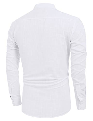 COOFANDY Men's Cotton Linen Henley T-Shirts Long Sleeve Hippie Casual Beach T-Shirts - Image 7
