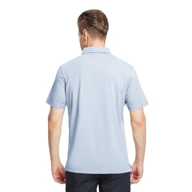 Mens Cotton Polo Shirt Short Sleeve Classic Casual Fit Solid Lightweight Performance Collared Polo Shirts for Men Sky Blue - Image 3