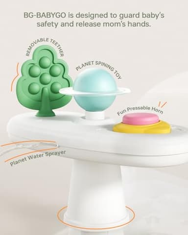 Babygreat Baby Bath Seat for Babies 6 Months & Up Bath Seats for Babies Sitting Up Non-Slip Infant Bathtub Chair with Suction Cups & Water Thermometer for Toddlers Sitting Up, Easy to Clean (Gray) - Image 5