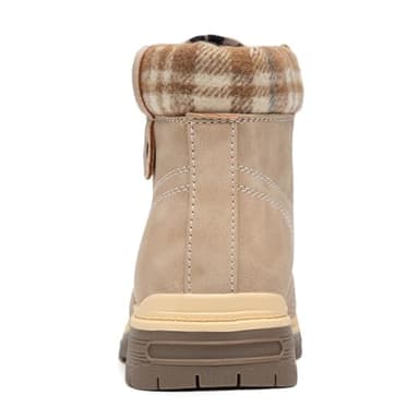 Work Hiking Waterproof Boots for Women - Winter Snow Combat Brown Ankle Boots Booties Women Fashion Lightweight Shoes LMW18-Beige-G-8.5 - Image 4